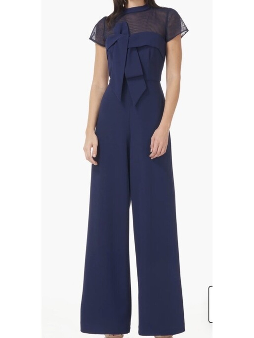 JS Collections Calista Peplum Jumpsuit Womens Size 14 Navy Wide Leg Formal NWT